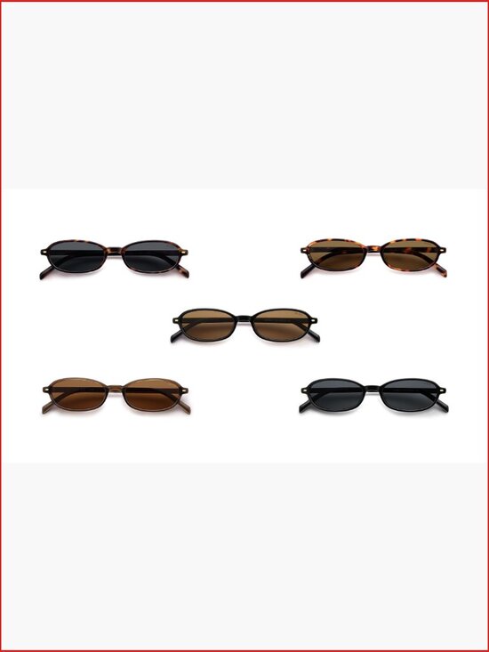 Retro Polarized Rectangle Oval Sunglasses Skinny Rim UV400 Protected